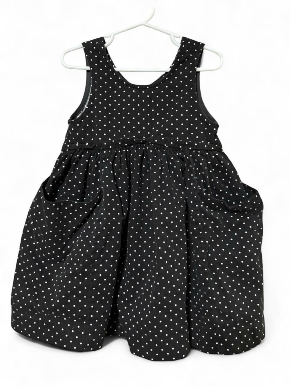 Vintage 80’s/ 90’s Girl’s Cary Black Polka Dot Sleeveless Dress